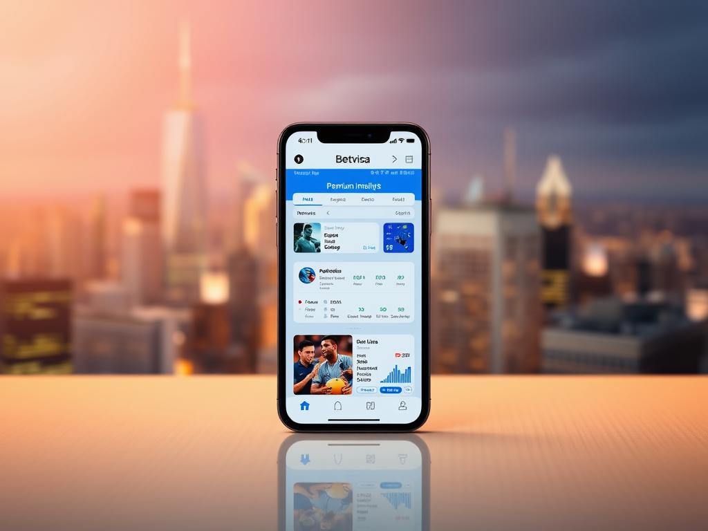 A sleek, modern mobile interface showcasing the Betvisa brand. In the foreground, a smartphone displaying the Betvisa app's intuitive layout, with clean lines, bold typography, and vibrant graphics. The middle ground features a blurred backdrop of a bustling city skyline, reflecting Betvisa's global reach. Warm, diffused lighting casts a premium glow over the scene, creating a sense of sophistication and user-friendly experience. The overall atmosphere conveys Betvisa's commitment to seamless digital interaction, catering to the on-the-go needs of its mobile-savvy audience. A sleek, modern mobile interface showcasing the Betvisa brand. In the foreground, a smartphone displaying the Betvisa app's intuitive layout, with clean lines, bold typography, and vibrant graphics. The middle ground features a blurred backdrop of a bustling city skyline, reflecting Betvisa's global reach. Warm, diffused lighting casts a premium glow over the scene, creating a sense of sophistication and user-friendly experience. The overall atmosphere conveys Betvisa's commitment to seamless digital interaction, catering to the on-the-go needs of its mobile-savvy audience.