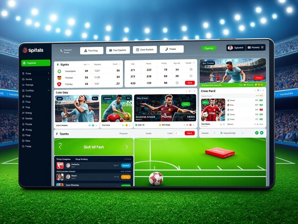 Create an image of a sports betting platform with various sports options and live betting features. Create an image of a sports betting platform with various sports options and live betting features.